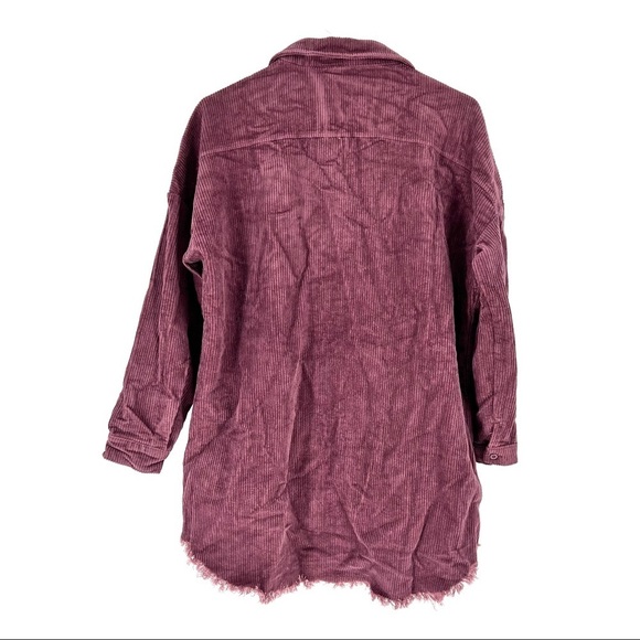 Boohoo Women's Raw Edge Oversized Cord Shirt - Size 4 - Picture 5 of 6